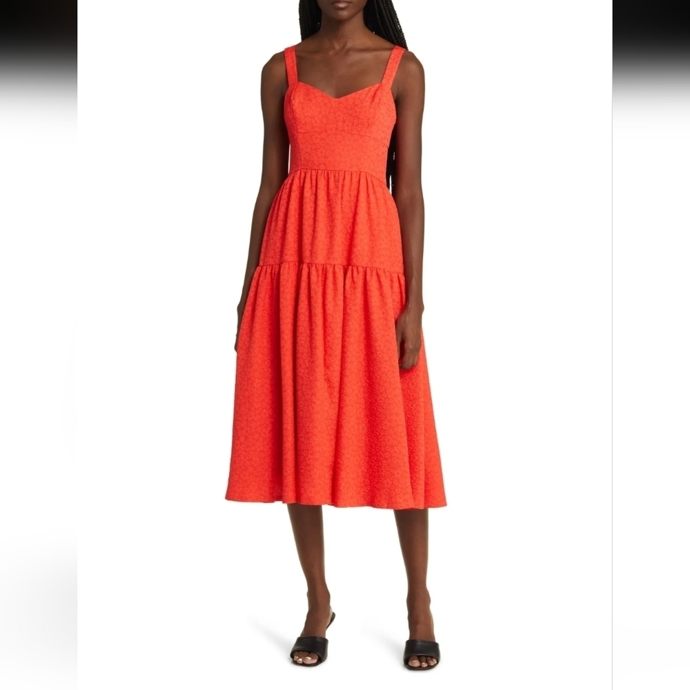 Chelsea28 Darling Flounce Sleeveless Dress Size XXL In Red Poppy